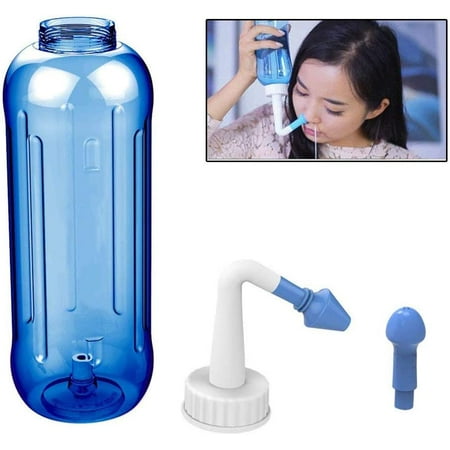 Nasal Irrigation Bottle - 500ml Nose Wash System with Two Spouts - Neti ...