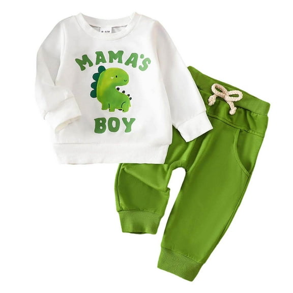 Likimi Toddler Boys Girls Outfits Suit Cartoon Print Long Sleeve Crew Neck Pullover Tops Long Pants Fashion Soft Autumn Two Piece Set Size 6-12 Months White