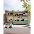 thumbnail image 6 of Drinks Are on Me Outdoor Pillow Covers Set of 2, Decorative Waterproof Throw Pillow Case, Farm Retro Colorful Wooden Texture Cotton Linen Soft Cozy Cushion Pillowcases, 6 of 6