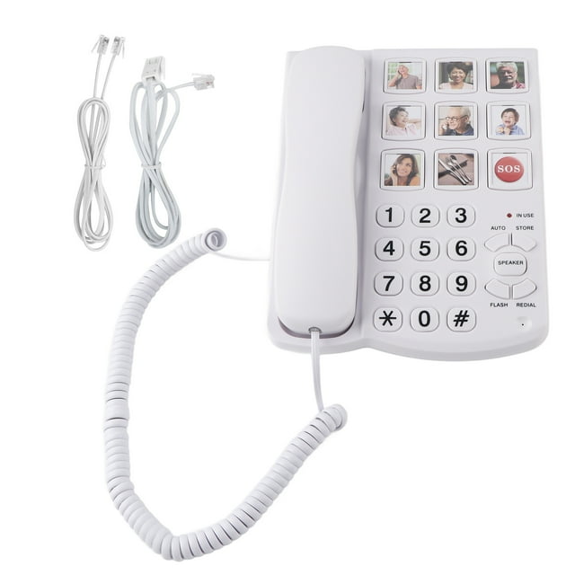 Photo Memory Corded Phone Handset Large Button Telephone SOS One Touch Dial Durable ABS Material Prestored Number For Seniors Elderly