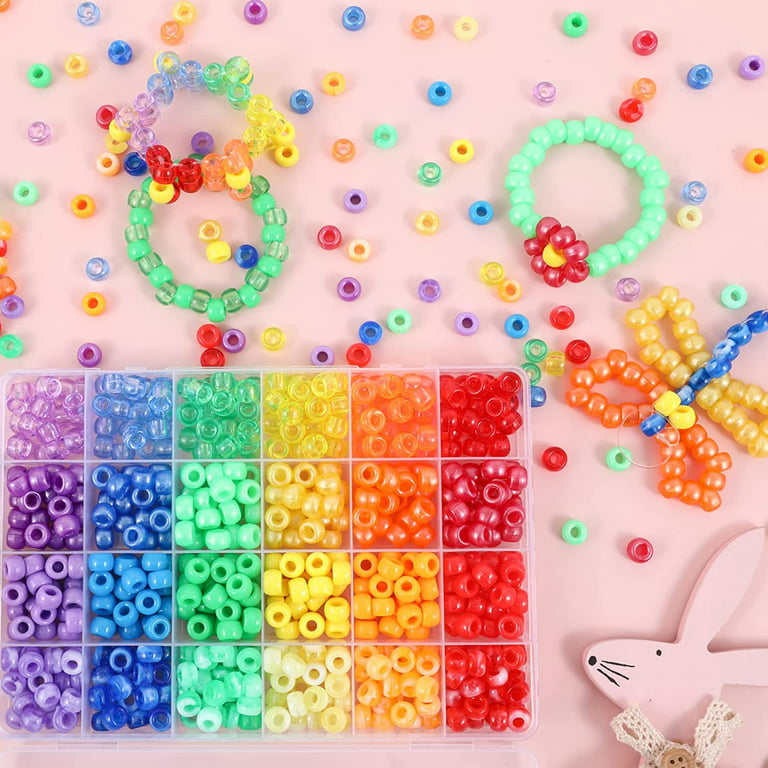  MAKERSLAND 2600+pcs Pony Beads Kit, 18 Colors Rainbow Kandi  Beads Set Jewelry Making Kit, Multicolor Matte Plastic Beads Bulk Hair Beads  for Braids for DIY Craft Friendship Bracelet Necklace Key Chain 