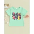 thumbnail image 2 of Kids Girls Summer Birthday T-Shirt LetterLeopard Print Short Sleeve Round Neck Graphic Tops, 2 of 8