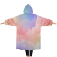 thumbnail image 2 of Oversized Wearable Blanket Hoodie,Pastel Rainbow Clouds Sherpa Blanket Hoodie with Super Pockets,Super Warm Fuzzy Pullover for Women & Men, 2 of 6
