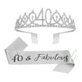 thumbnail image 1 of 16th Birthday Crown and Sash Set, Rose Gold Rhinestone Tiara with Pearl Pin, Teen Girl Party Decorations Gift, 1 of 3