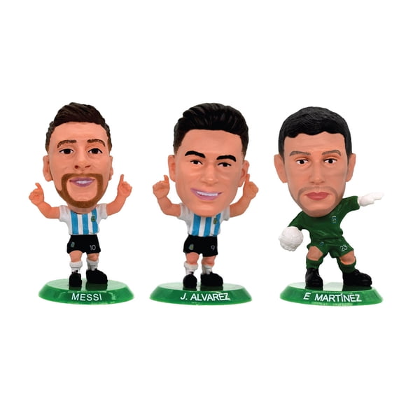 Argentina Dream Team SocceStarz Ensemble de Figurines d'Action - Lionel Messi, Julian Alvarez et Emiliano Martinez Figurines (Lot de 3)