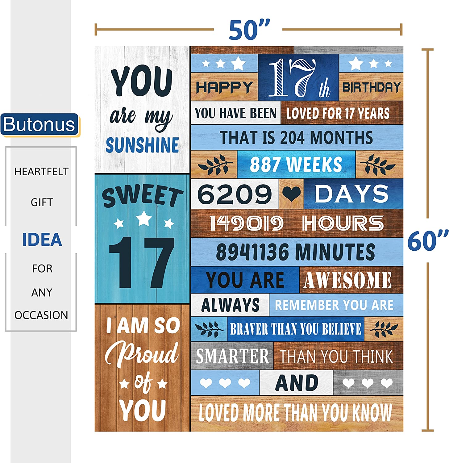 17 Year Old Girl Gift Ideas,to 17th Birthday Blanket 60X50 In,Gifts for 17  Year Old Girl Boy,17 Year Old Boy Gift Ideas,17th Birthday Gifts for