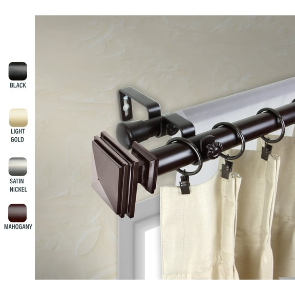 Wilson 1" dia. Double Curtain Rod 66-120 inches - Mahogany