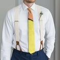 thumbnail image 3 of Lemon Themed Men's Satin Tie - Bright Yellow Retro Print for Weddings & Special Occasions, 3 of 5