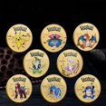 thumbnail image 3 of 8Pcs/set Gold s Coins Pikachu Anime Commemorative Coin Charizard Golden Round Metal Coin Toys, 3 of 5