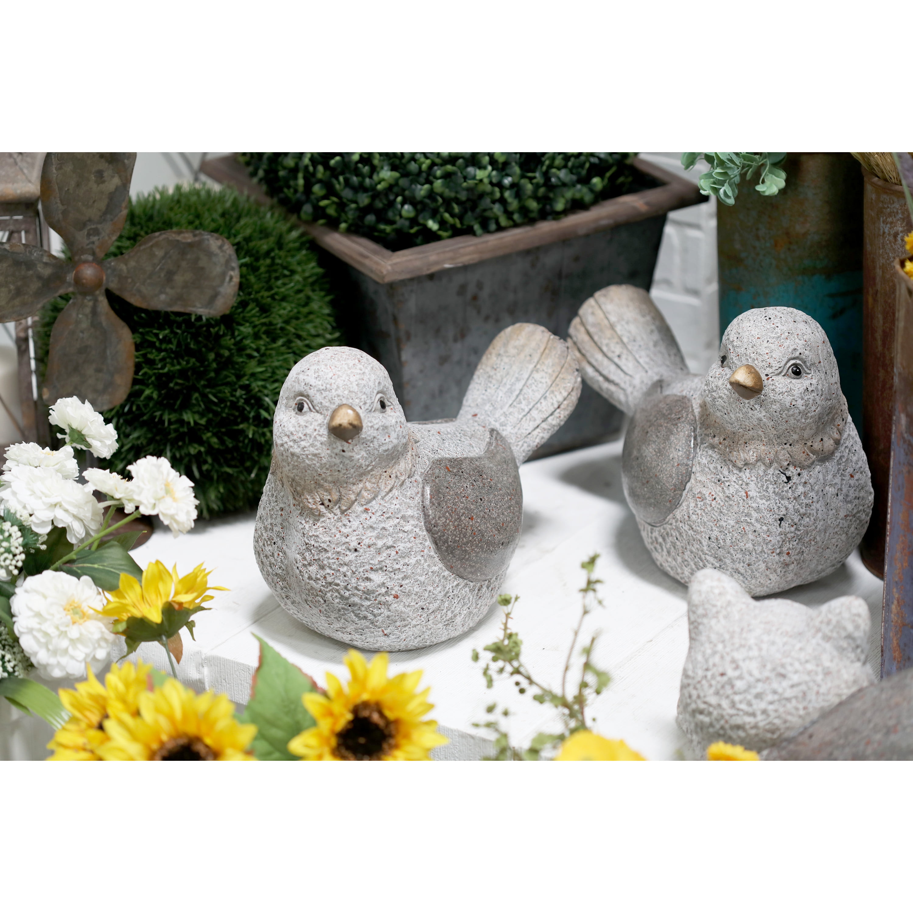 DecMode 10" Indoor Outdoor Bird Garden Sculpture (2 Pack)
