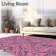 thumbnail image 2 of ODIKA 4'x6' Machine Washable Non-Slip Area Rug, Luxurious Floral Paisley Swirl Abstract Embellished Artistry High Traffic Rug with Pad, Pink, 590760, 2 of 8