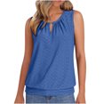 thumbnail image 3 of ClodeEU Women's Round Neck Eyelet Embroidery Tank Top ,Loose Fit Solid Color Casual Summer Blouse Navy,Womens Plus M, 3 of 9