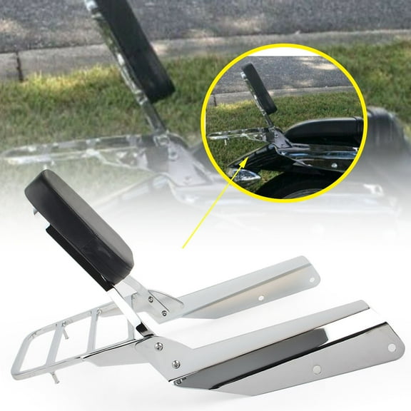 NS Motorbike Passenger Sissy Bar Backrest Leather Cushion Pad with Luggage Rack Detachable for VTX1300 R/S/T/N Models, Chrome