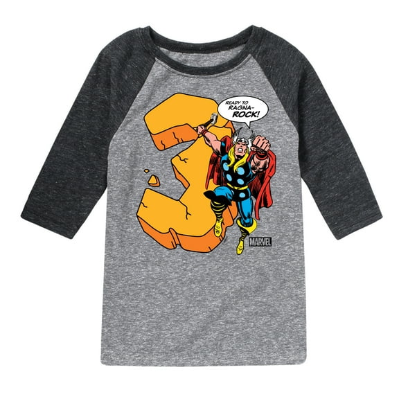 Marvel Thor - Birthday Three - Toddler and Youth Raglan