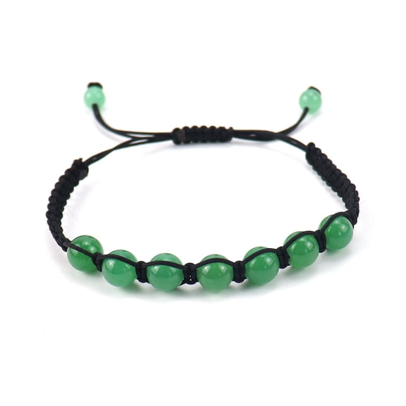 Zhuge Handmade Beaded Bracelet, Suitable for Men and Women, Colorful Round Natural Stone Weaving Bracelet (Green)