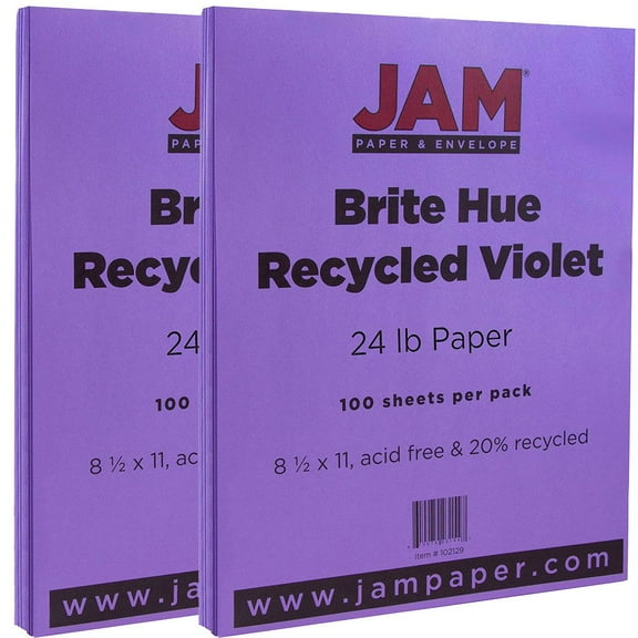 JAM Paper Solid Colors, 8 1/2 x 11, Violet Purple, 24lb, 200 per Pack
