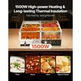 thumbnail image 6 of VEVOR Commercial Food Warmer, 1500W Electric Stainless Steel Steam Food Warming with Lid, Fast Heating Countertop Buffet Bain Marie with Six 1/3 Size Food Pans, for Catering, Restaurant and Party, 6 of 9