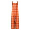 thumbnail image 4 of LEBONYARD Women's Overalls in Linen Material,Women's Printed Jumpsuit Casual Button Pocket Sleeveless Wide Leg Trousers Orange XXL, 4 of 8