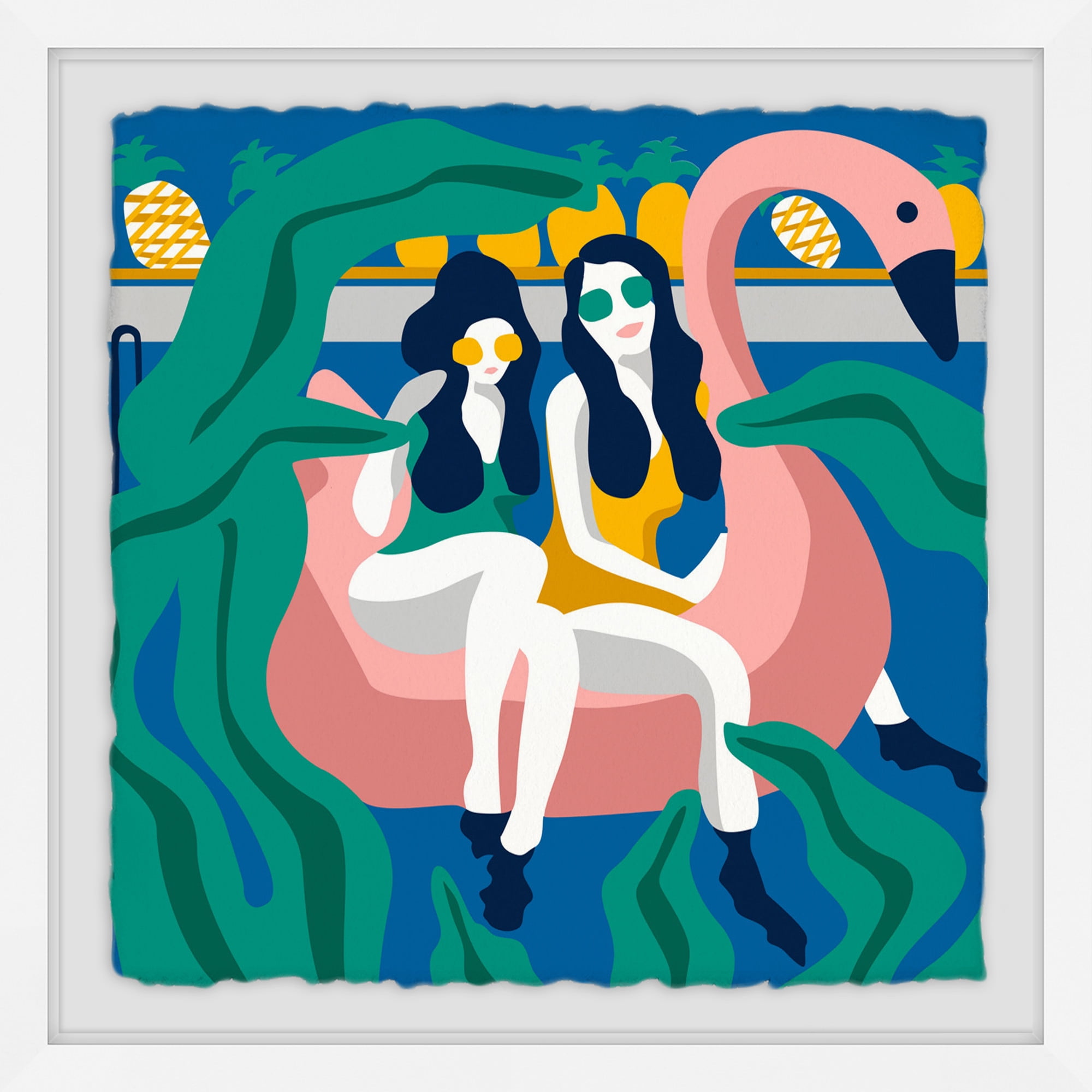 The Floating Flamingo Framed Painting Print