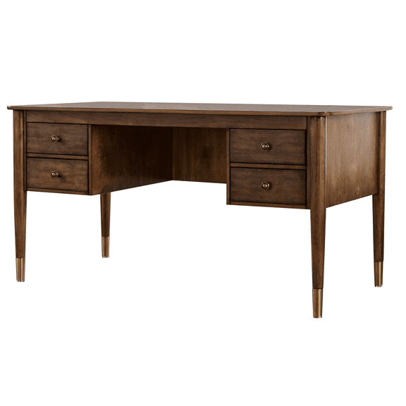 Furniture of America Jennay Solid Wood 4-Drawer Storage Executive Desk, Antique Oak