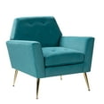 thumbnail image 3 of Button Tufted Accent Chair, Velvet Club Armchair, Living Room Chair with Padded Seat and Back for Living Room, Bedroom and Apartment, Blue, 3 of 7