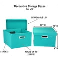 thumbnail image 2 of Household Essentials Storage Boxes with Lids, 2 Piece Set with Durable Grommet Handles, PP Non-Woven Fabric with Strong Chipboard Siding, Foldable and Stackable, Easily Accessible, Versatile, Aqua, 2 of 6