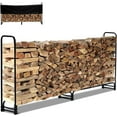 thumbnail image 2 of Royalbelle 8 FT Outdoor FireWood Rack with Cover,Heavy Duty FireWood Holder & Waterproof Cover,1/2 Cord of FireWood for Fireplace,Patio,Storage Rack,Two Sections, 2 of 7
