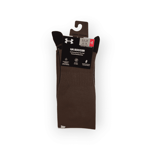 UA Soccer Cushioned OTC Socks, M 8.5-13/W 10-14, Brown