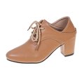 thumbnail image 2 of WomeWomen's Closed Toe Lace-Up Chunky Pumps Low Block Point Toe Heels Dress Classic Vintage Oxfords Shoes, 2 of 6
