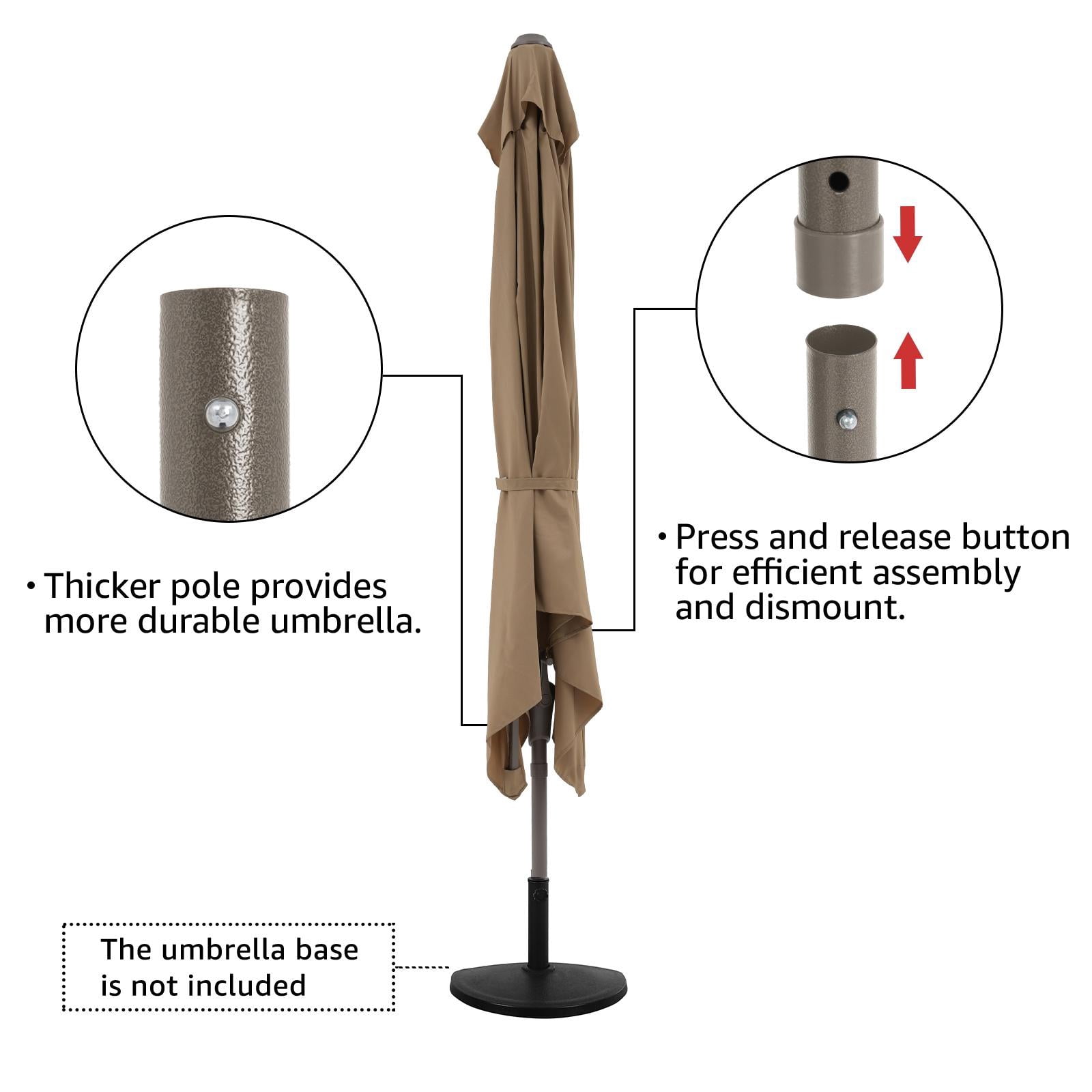 Patio Umbrella 7.5’by 4’Half Rectangular Outdoor Umbrella with Crank, for Deck, Balcony, Garden or Terrace Shade, Beige
