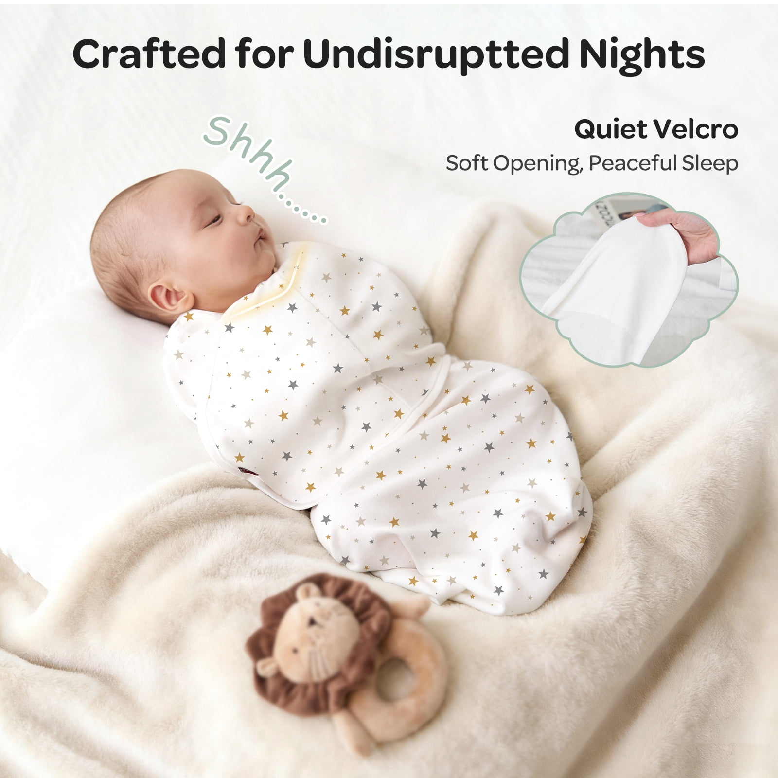 Momcozy Swaddles for Newborns,Quiet Fastner Suitable for Infant 0-3 Months,New-Parent-Friendly,Reduce Startle Reflex,Newborn Boys Girls,2-pack,Wonder