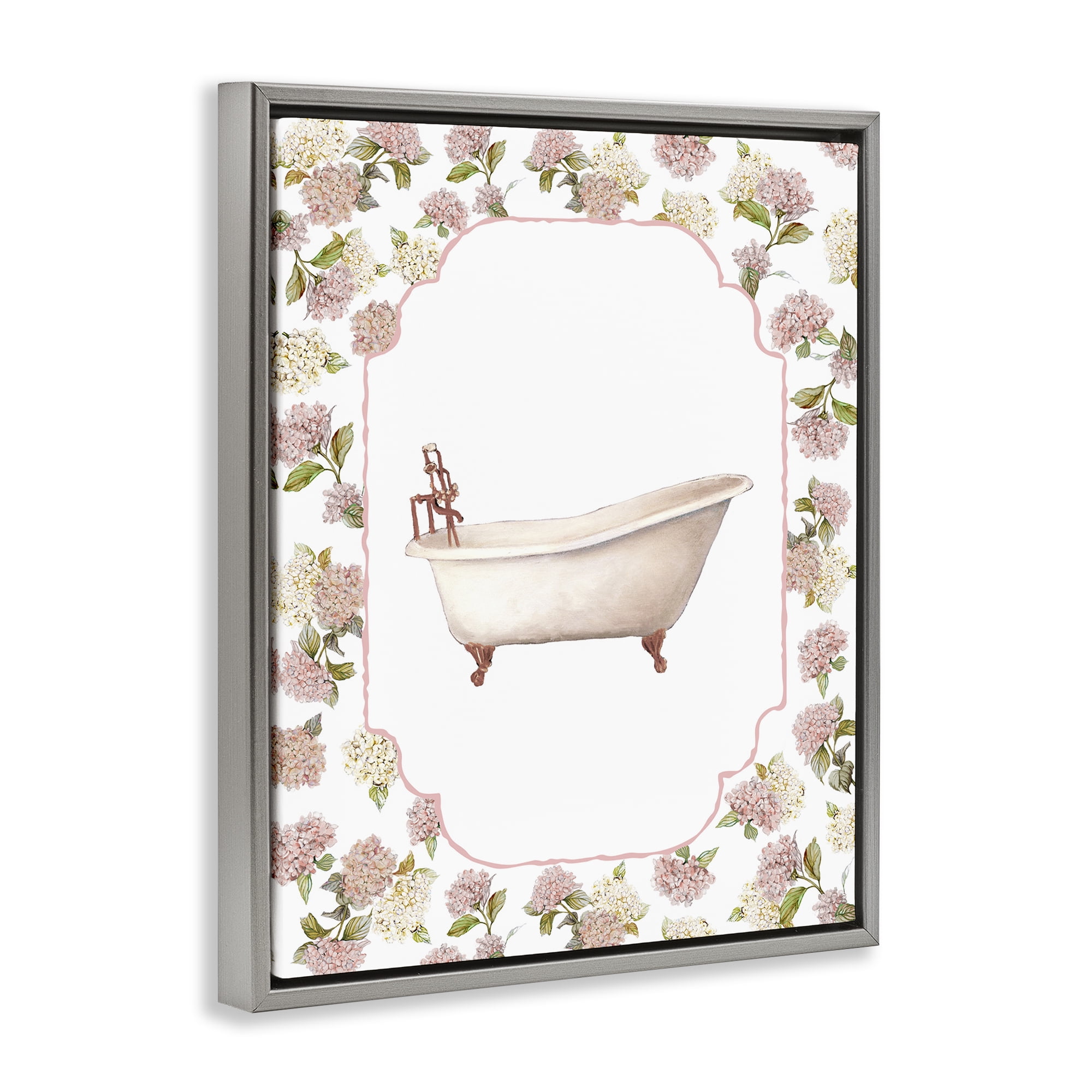 Stupell Industries Elegant Hydrangeas Bathtub Gray Framed Floater Canvas Wall Art, design by Carol Robinson