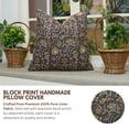 thumbnail image 2 of Fabdivine Floral Block Print "Kundanvan" Boho Decorative "Pure Linen" Throw Pillow Cover, Handblock Printed Cushion Cover for Sofa , 18"X18", "Brown", 2 of 4