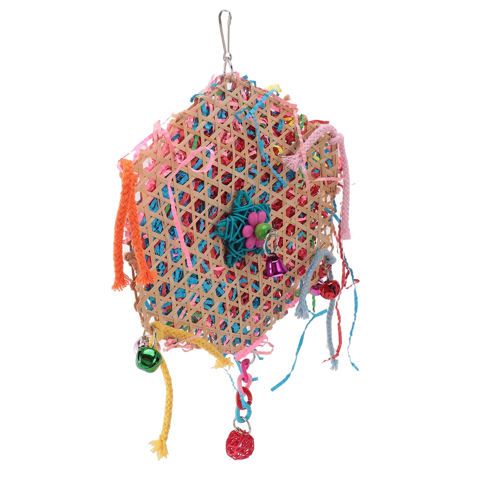 Xirurus Natural Bamboo Parrot Chew Toy & Birdcage Hanging Accessory - Engaging Shredding and Foraging Toy for Finches, Lovebirds, and Conures, Eco-Friendly Beak Grinding Entertainment
