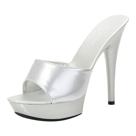 

zuwimk Women Sandals Women s Karrie High Stiletto Pump Heeled Sandals Silver