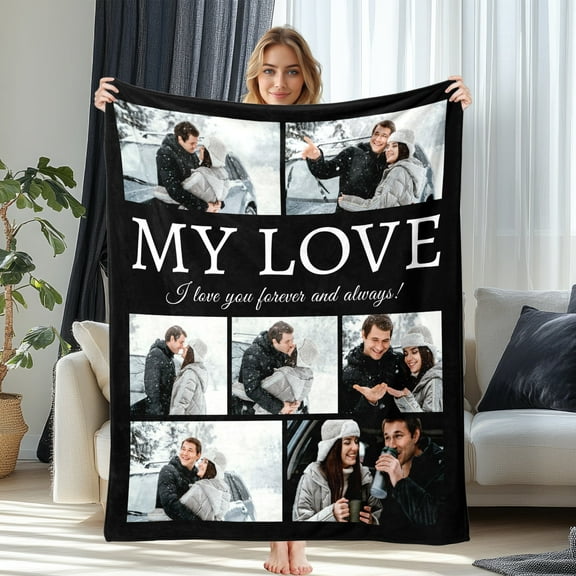 JML Soft Custom Throw Blanket - Custom Couple Blanket, Personalized Photo & Text, Suitable for Adults and Pets
