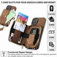 thumbnail image 2 of ELEHOLD iPhone 14 Crossbody Wallet Case, Zipper PU Leather Phone Case with Card Holder Wrist Strap Purse Cover for iPhone 14,Brown, 2 of 7