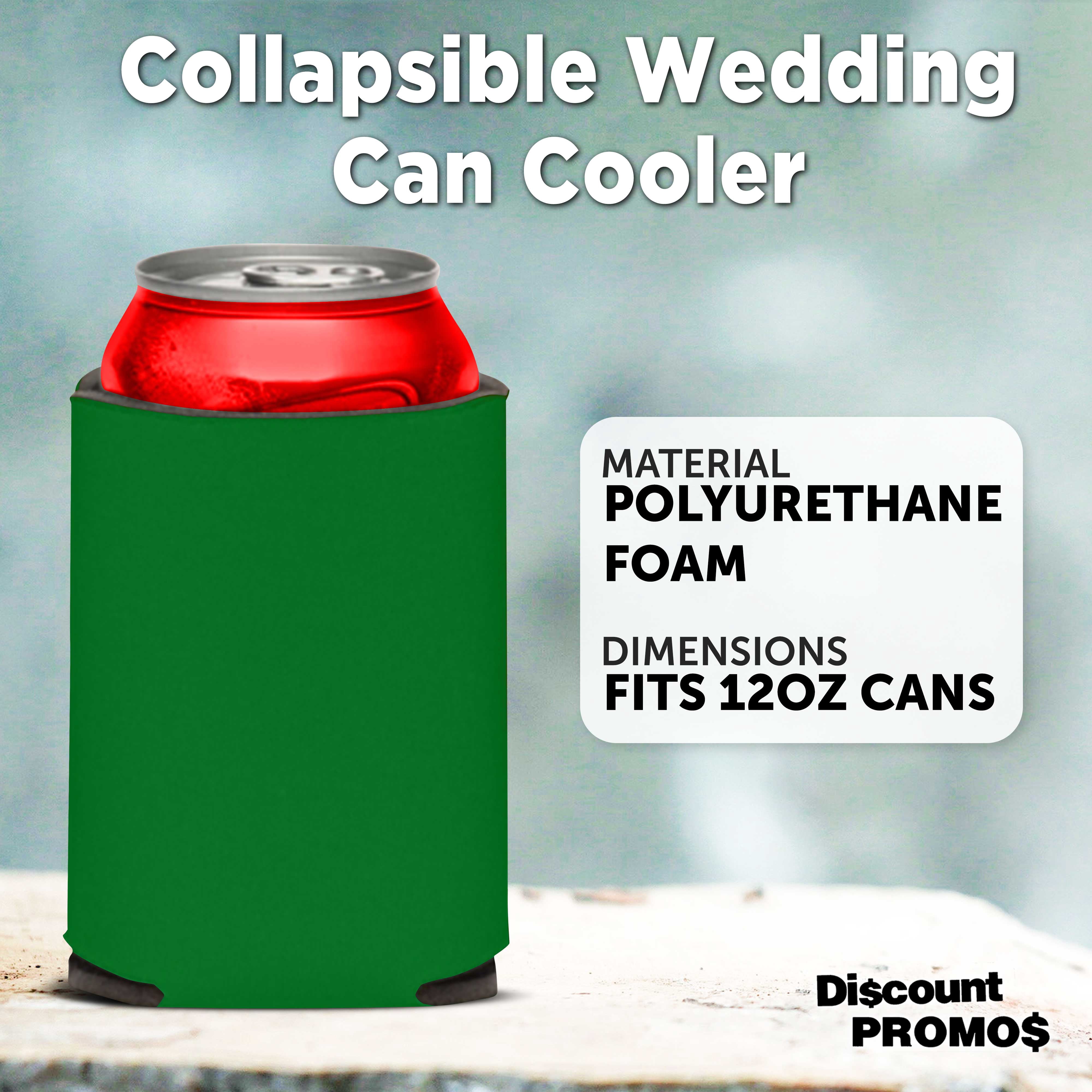 Collapsible Couple Wedding Can Coolers Set of 10, Bulk Pack - Keeps Your Drink Cooler, Great for Beer, Soda, Other Beverages - Kelly Green