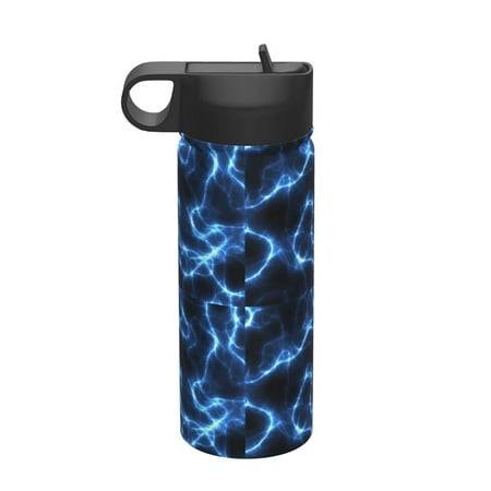 

Gaeub Blue Lightning Printed 18oz Sports Insulated Kettle With Straw Sports Insulated Bottle Water Bottle For Running Hiking Cycling Climbing Mens Womans Insulated Water Bottle