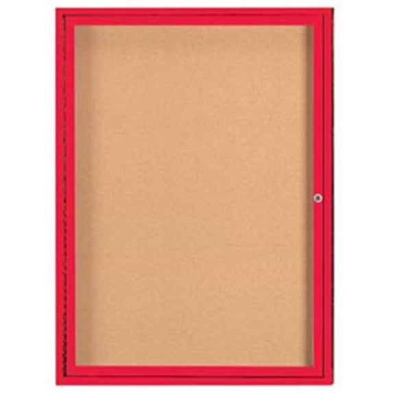 Aarco Products DCC4836RHR 36 in. W x 48 in. H Enclosed Aluminum Bulletin Board with Heater - Red