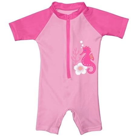 - i play. Baby One Piece Swim Sunsuit, Pink Seahorse, 6 Months