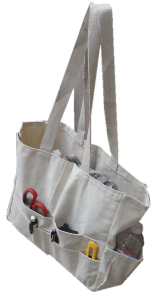 Hawk Heavy Duty White Canvas Bag With Many Pockets