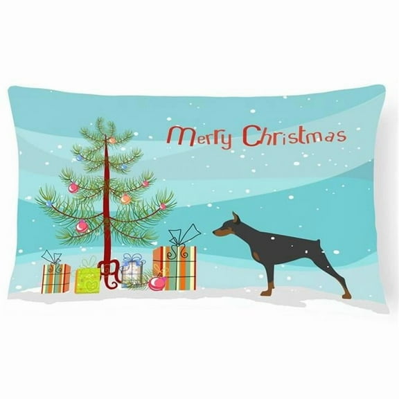 Carolines Treasures Doberman Pinscher Merry Christmas Tree Rectangle Decorative Outdoor Pillow