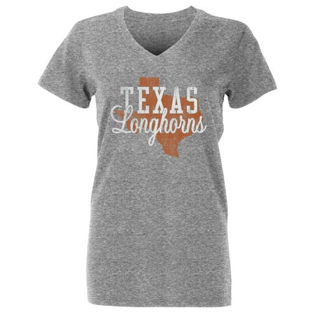 - Women's Gray Texas Longhorns Script State V-Neck T-Shirt