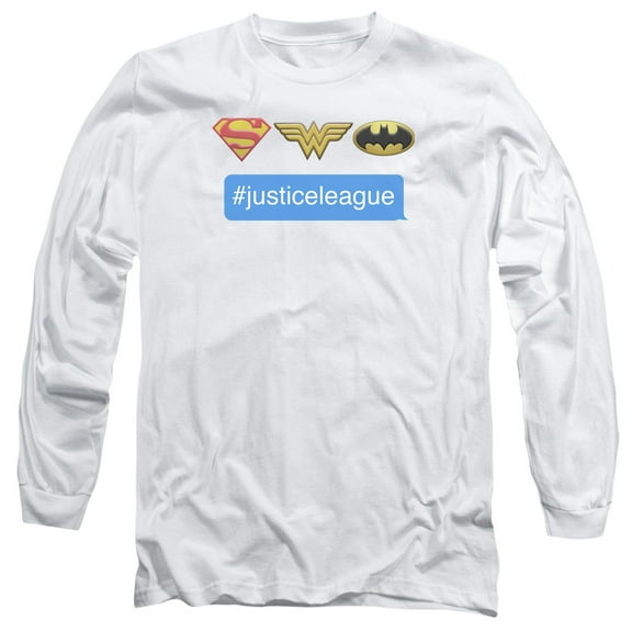 DC Comics Hashtag Justice League-Long Sleeve Adult 18/1 White