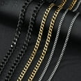 thumbnail image 1 of Collar de acero inoxidable chapado en oro de 18 quilates con cadena cubana esmerilada de doble cara para hombres, 1 of 5