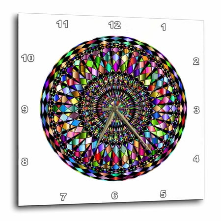 3drose, Image of Mandala in Prism Colors, 10x10 Wall Clock