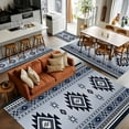 thumbnail image 5 of 2.7x5 Area Rugs, Blue Aztec Non-Skid Rubber Backing Large Rectangle Rugs - Living Room Bedroom Home Office, Boho Southwest Farmhouse Ethnic Motifs Indoor Floor Mat Carpets Washable Rug, 5 of 9