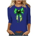 thumbnail image 2 of Jsaierl Happy St Patrick's Day Shirts Womens Green Shamrock Print Tshirts Oversized 3/4 Sleeve Pullover Blouses Irish Clothes Crewneck Party Tops, 2 of 5