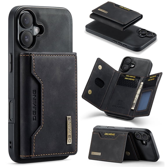 Allytechgroup 2 in 1 Wallet Case for iPhone 17, Detachable Cards Holder Magnetic Back Cover Stand Feature Shockproof Slim Premium PU Leather Phone Cover for iPhone 17, Black